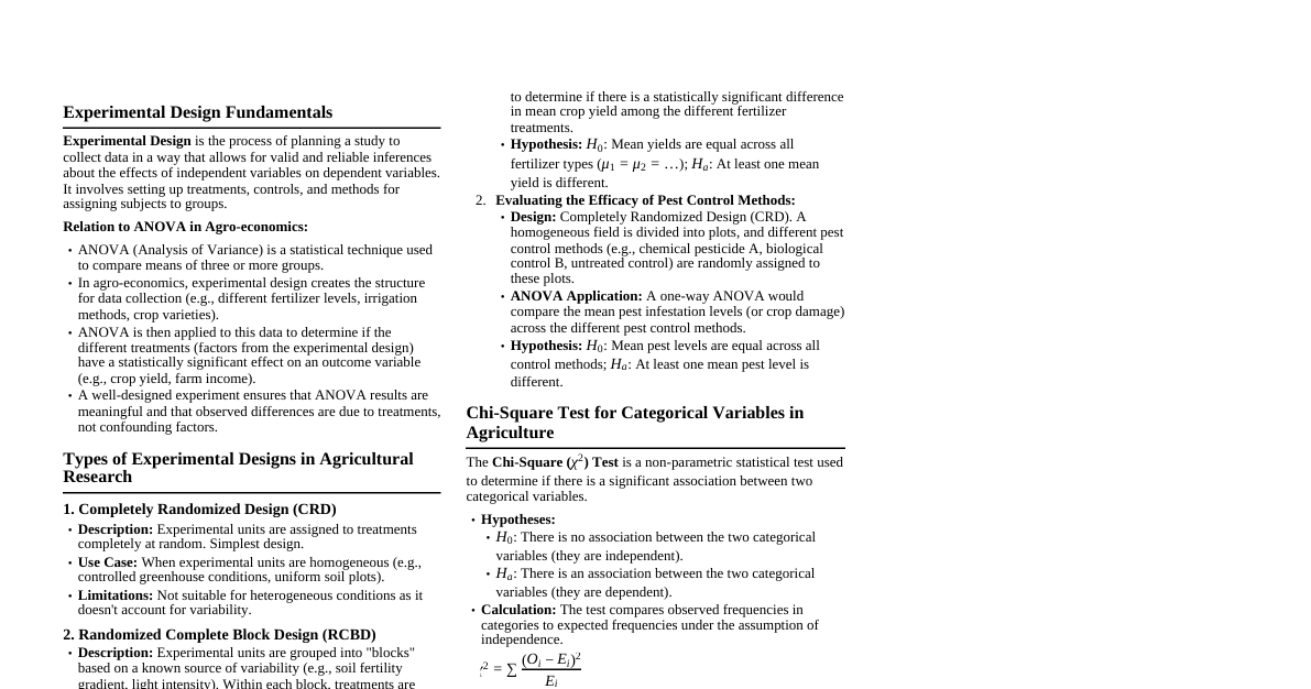 Experimental Design & ANOVA Cheatsheet
