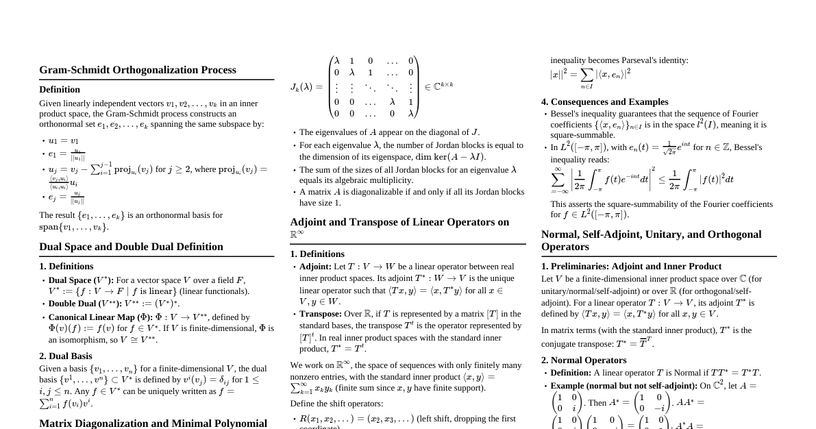 Linear Algebra Cheatsheet