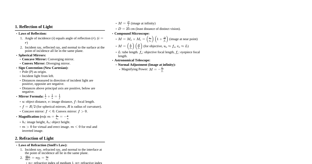 ISC Class 12 Ray Optics