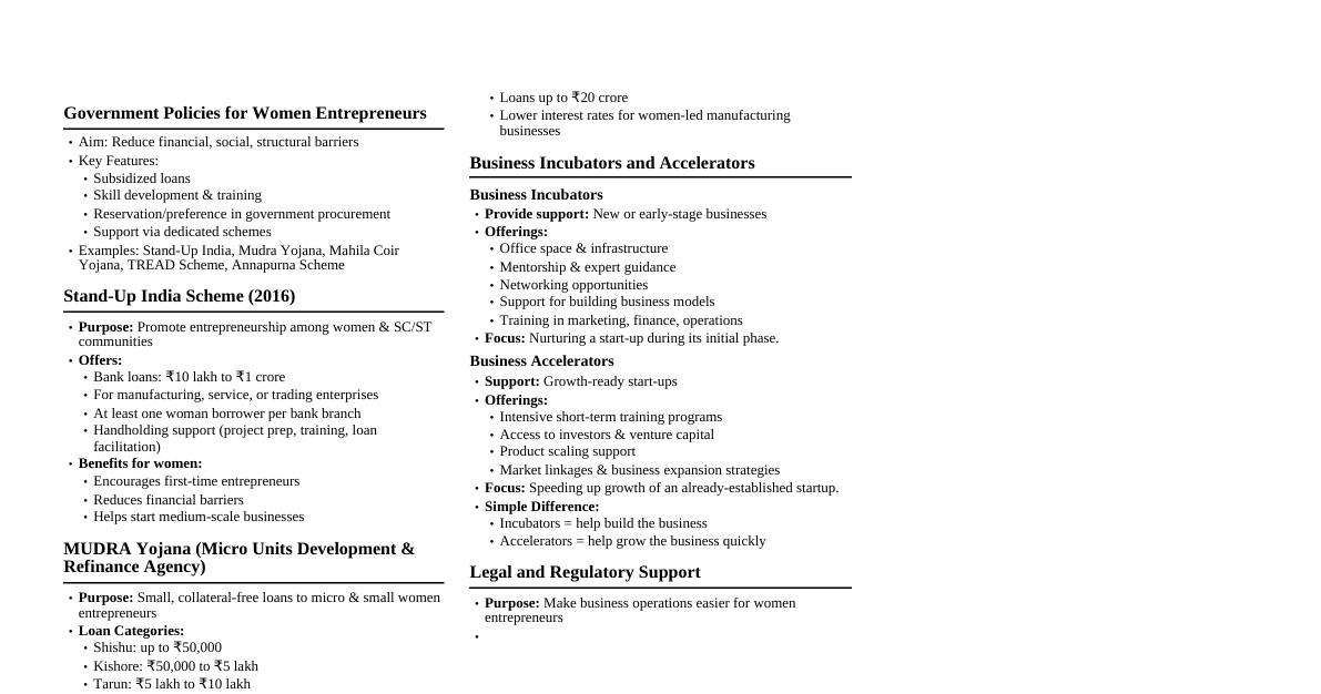 Women Entrepreneurship Policies