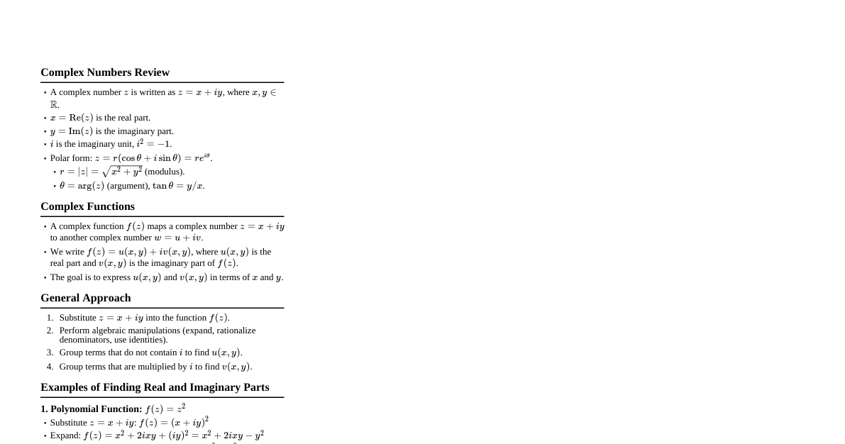 Real and Imaginary Parts of Complex Func