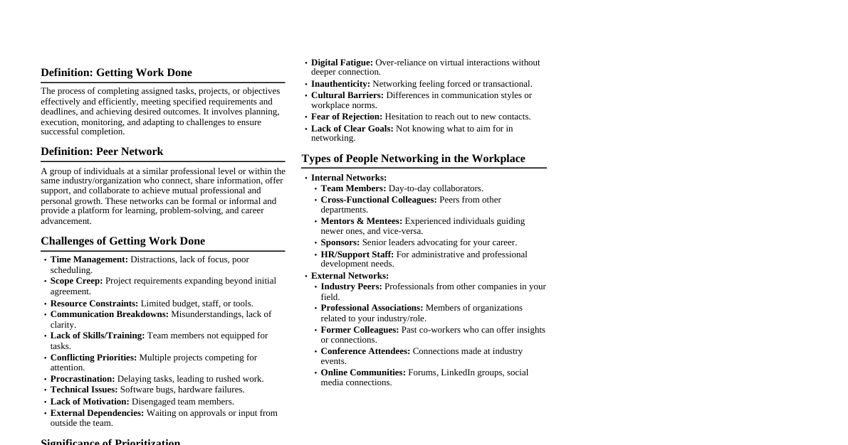 Work Management & Peer Networks