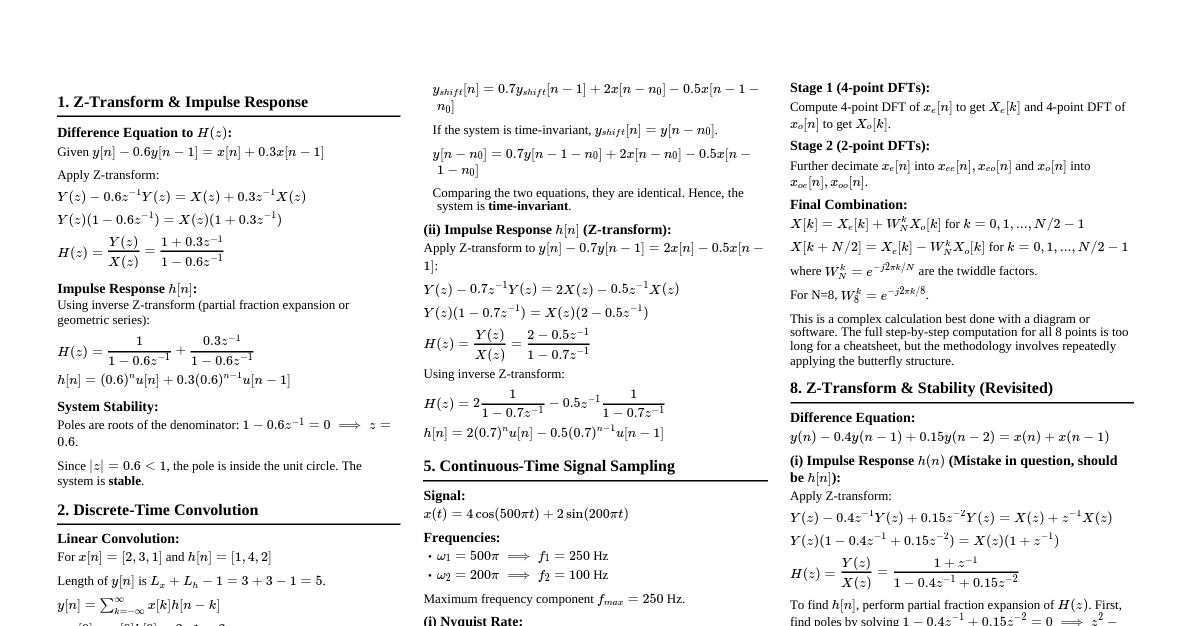 Signals & Systems Cheatsheet