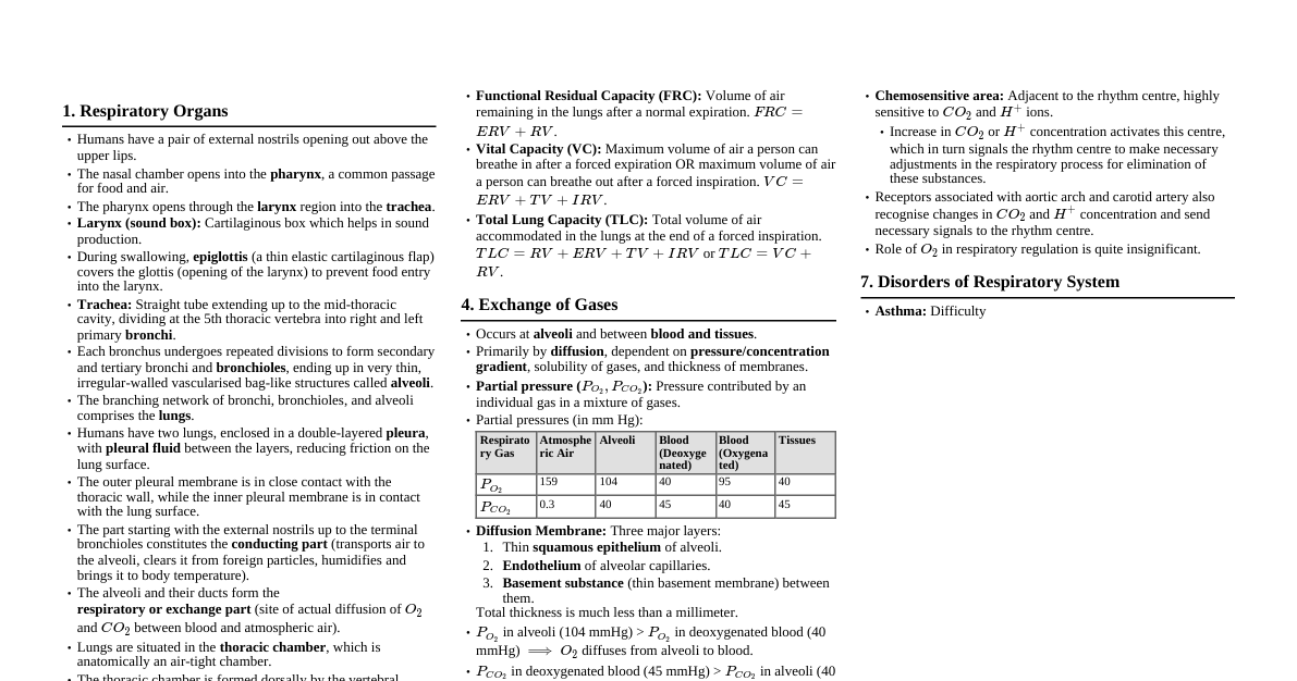 Lungs: CBSE Class 11 NCERT Notes