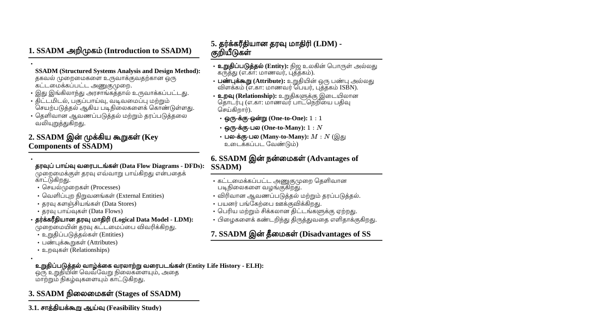 SSADM ICT Tamil Notes