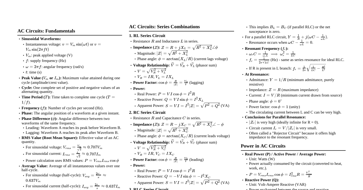 Electrical Science: AC Circuits