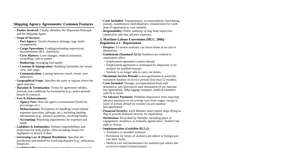 Shipping Agency & Repatriation