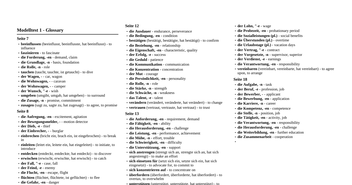 German-English Glossary