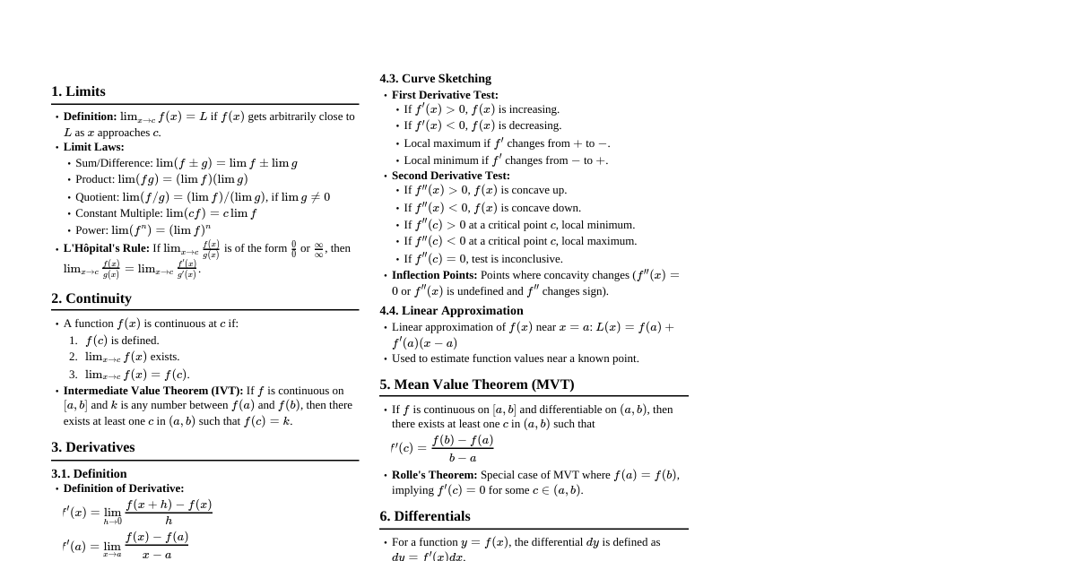 Differential Calculus Essentials