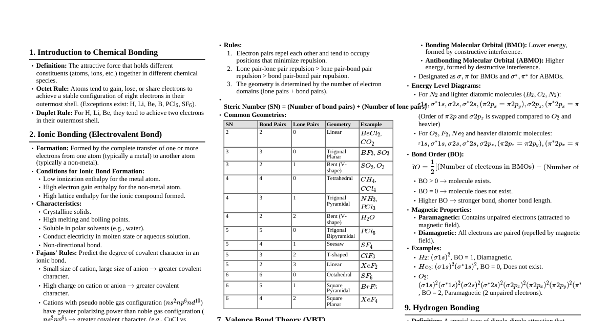 JEE Chemical Bonding
