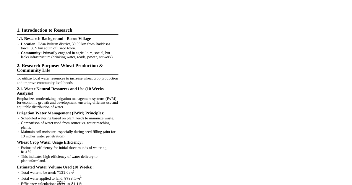 Water Resources & Wheat Production