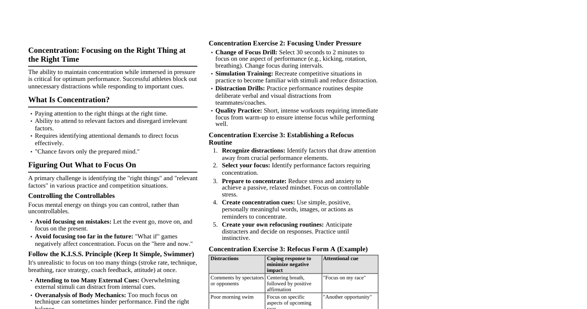 Concentration for Athletes