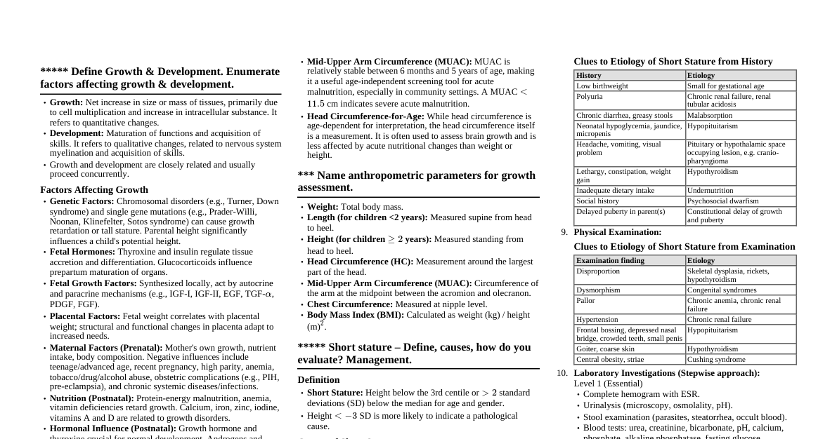 Normal Growth & Disorders