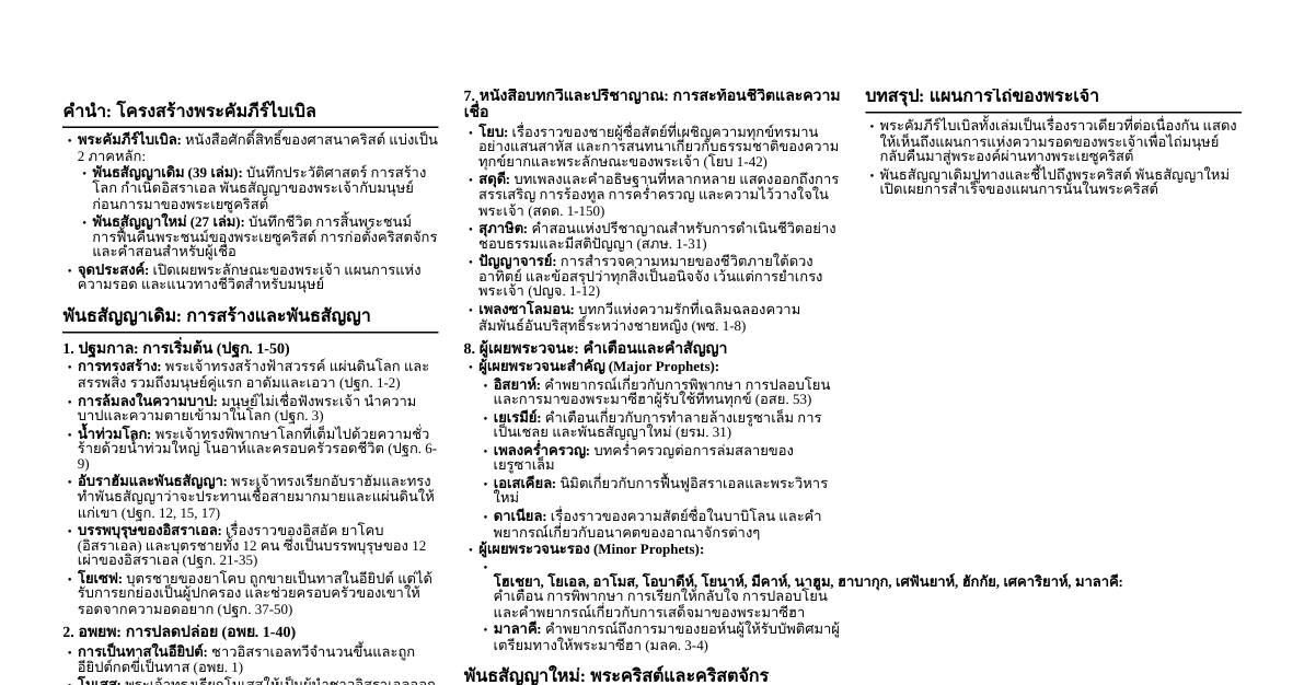 ลำดับเหตุการณ์หลักในพระคัมภีร์ไบเบิล