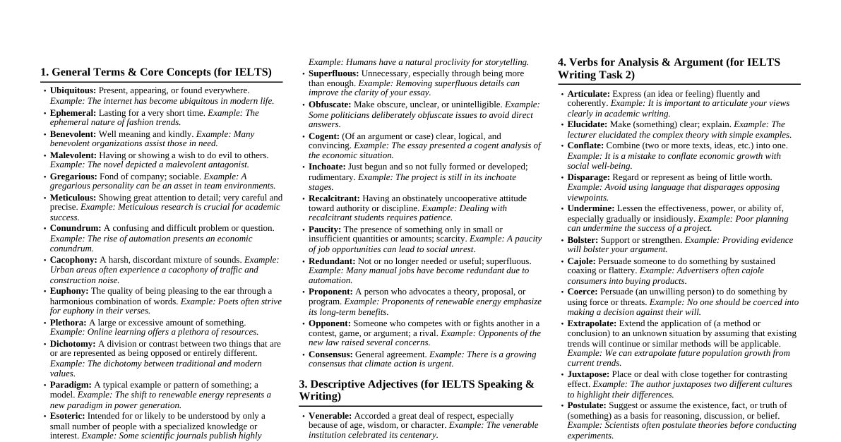 Vocabulary Cheatsheet