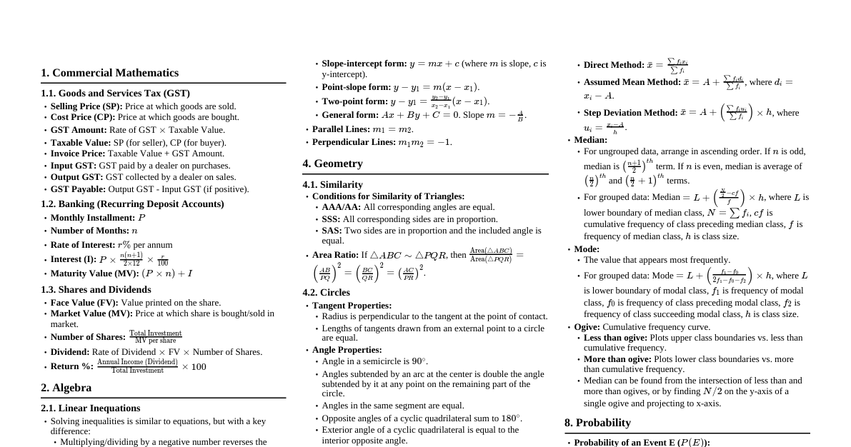 Class 10 Maths Essentials (CISCE)