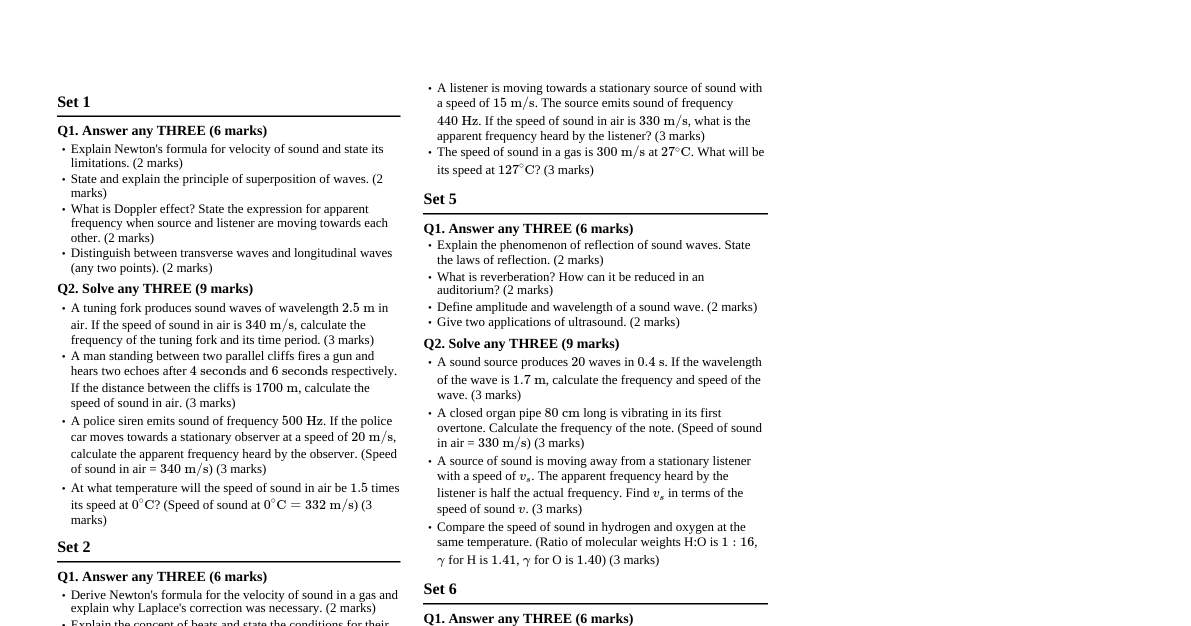 Sound - Question Paper