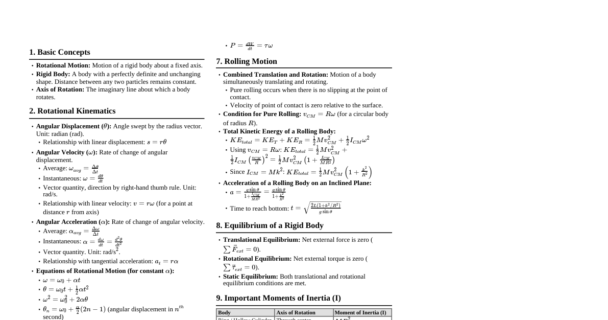 Rotational Motion (Class 11)