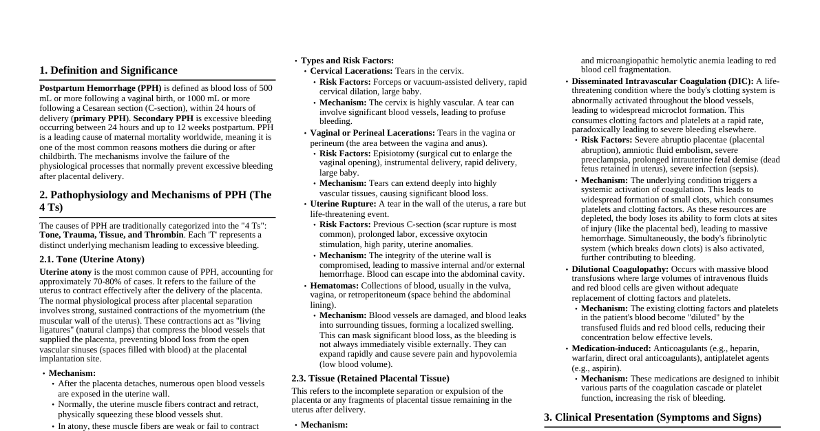 Postpartum Hemorrhage (PPH)