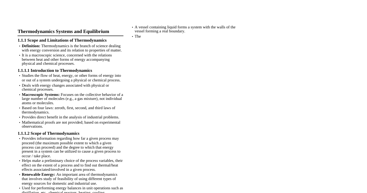 Thermodynamics & Equilibrium