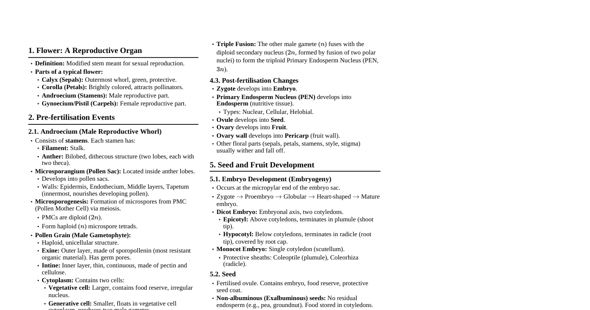 Sexual Reproduction in Flowering Plants