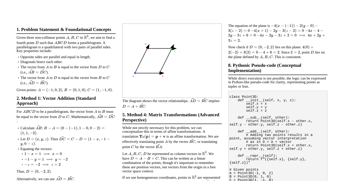 Parallelogram Point D Determination