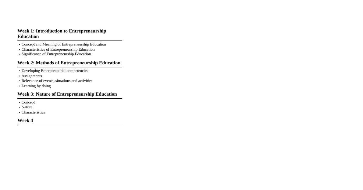 Entrepreneurship Education Summary
