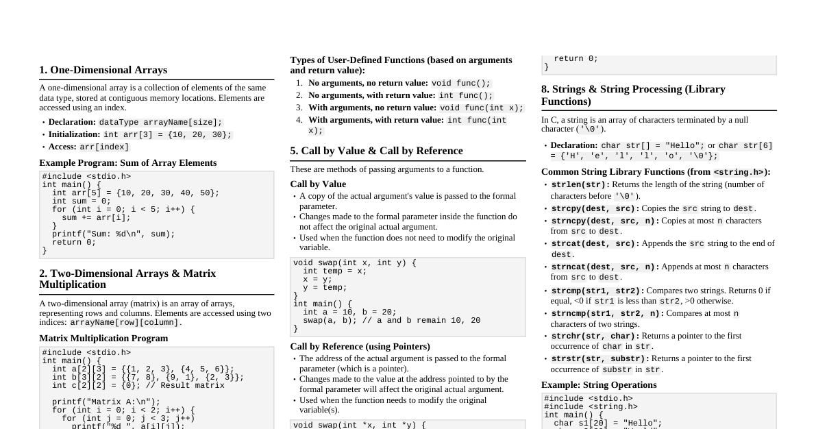 C Programming Mid-term Review