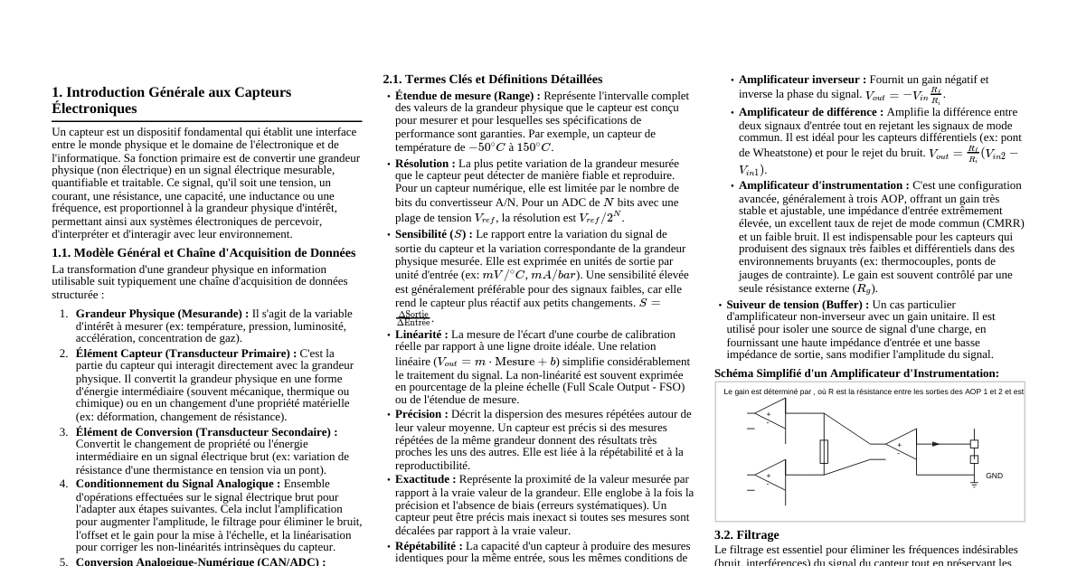 Capteurs Électroniques Avancés
