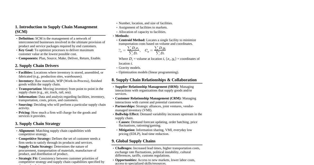 Supply Chain Management Notes