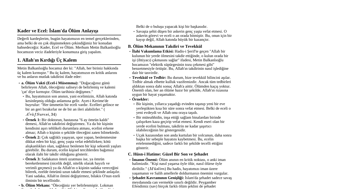 Kader ve Ecel: İslam