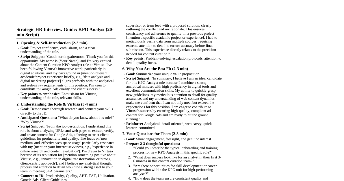 HR Interview Prep: KPO Analyst