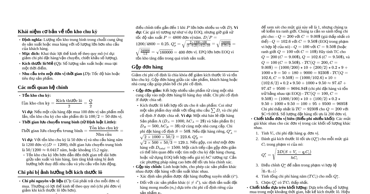 Cycle Inventory Management