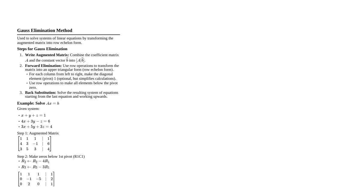 Gauss Elimination & Taylor Series