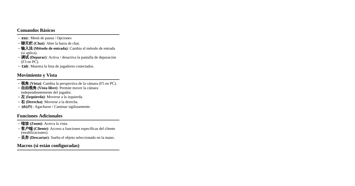 Comandos de Minecraft (HUD)