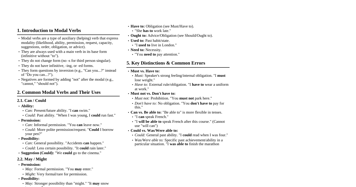 Modal Auxiliary Verbs