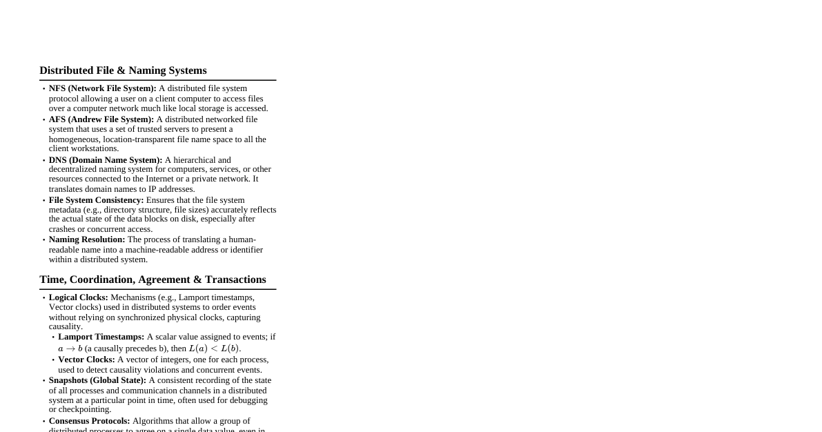 Distributed Systems Cheatsheet