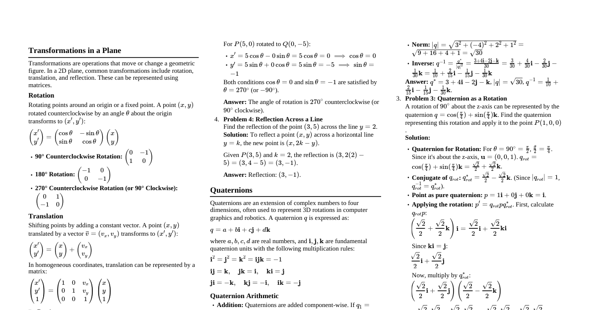 Transformations & Quaternions