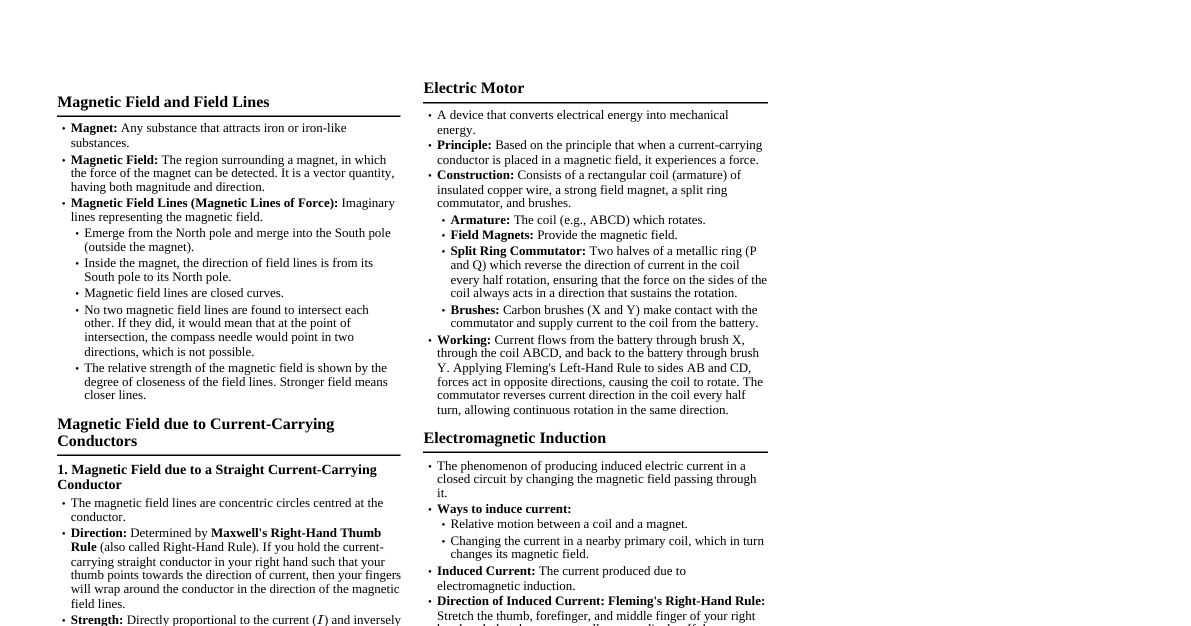 Magnetic Effects of Electric Current
