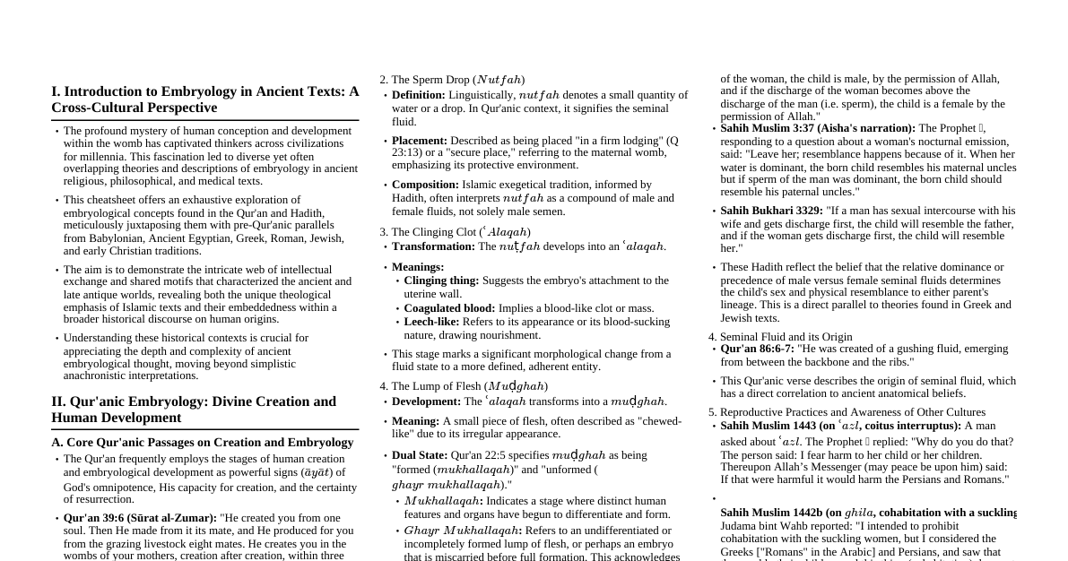 Embryology in Ancient Texts