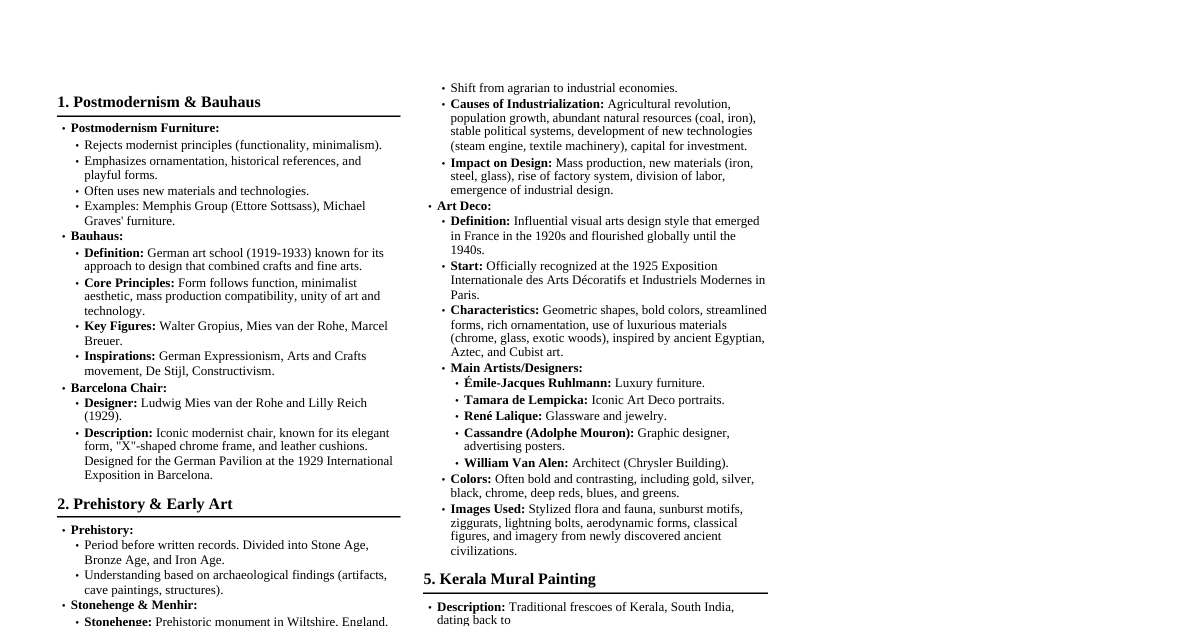 History of Design I Cheatsheet