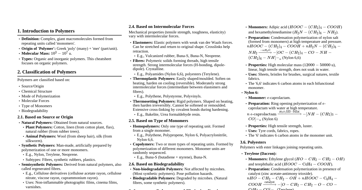Polymer Chemistry Essentials