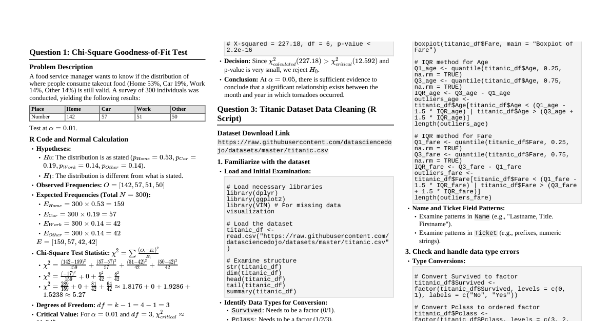 Applied Statistical Methods Cheatsheet