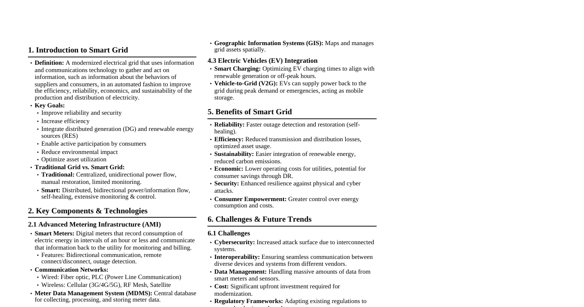 Smart Electrical Grid Technology