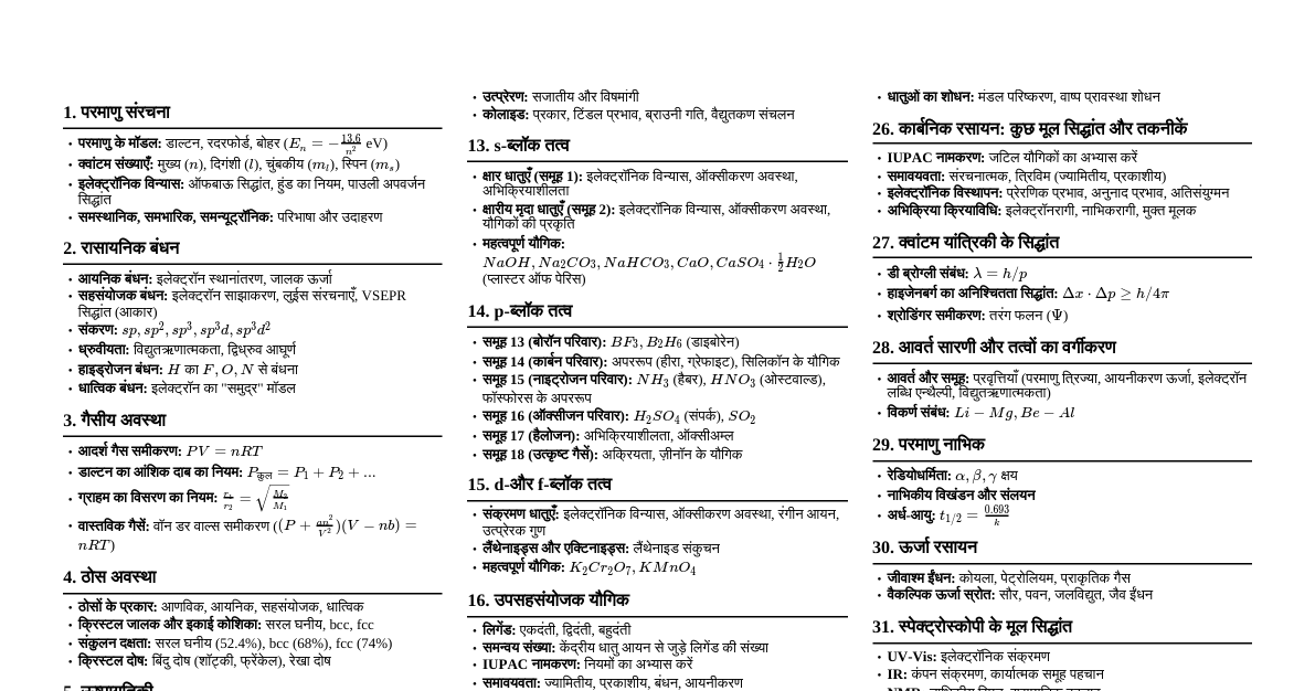 रसायन विज्ञान: त्वरित पुनरीक्षण