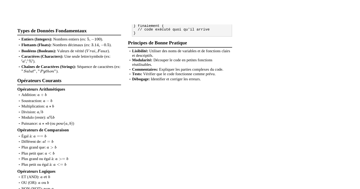 Principes de Programmation