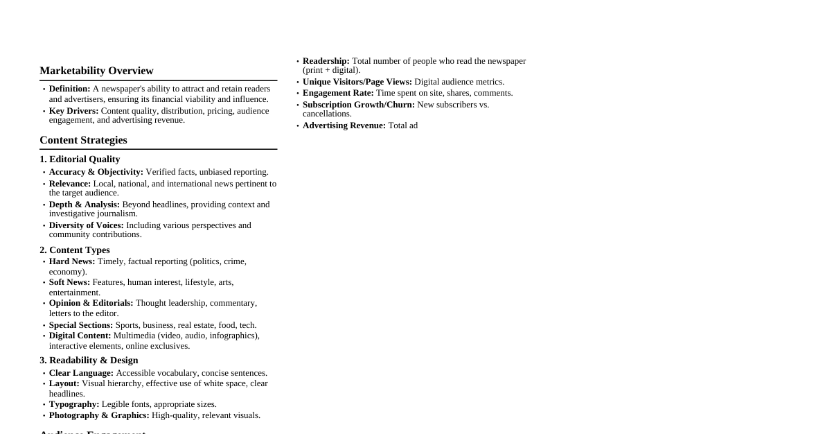 Newspaper Marketability Essentials