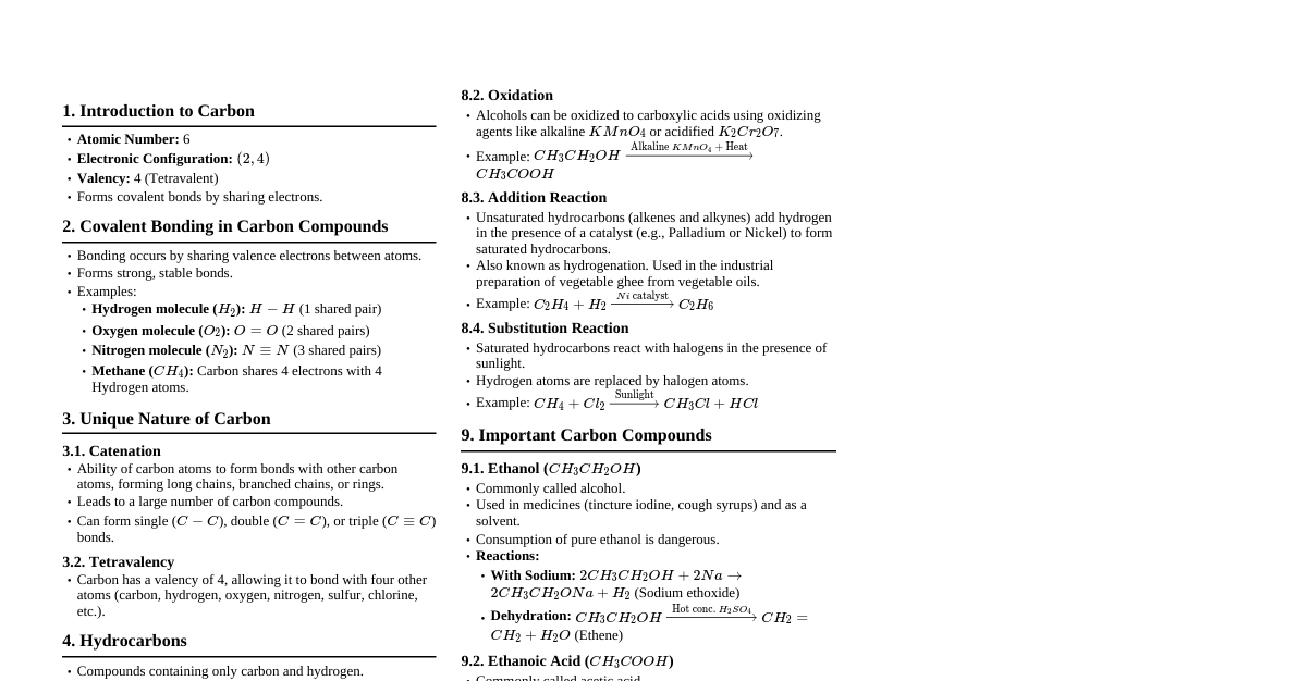 Carbon and Its Compounds