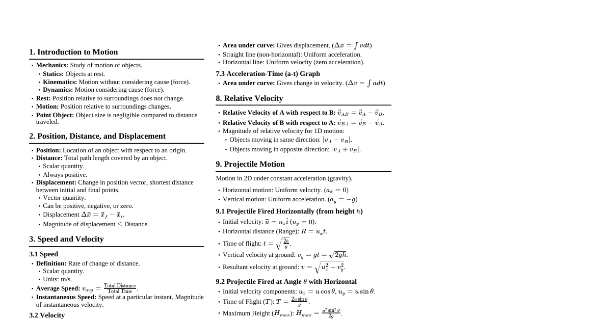 Kinematics (Class 11)