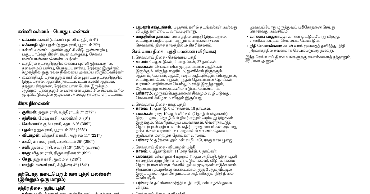 கன்னி லக்ன ஜாதக பலன்கள்